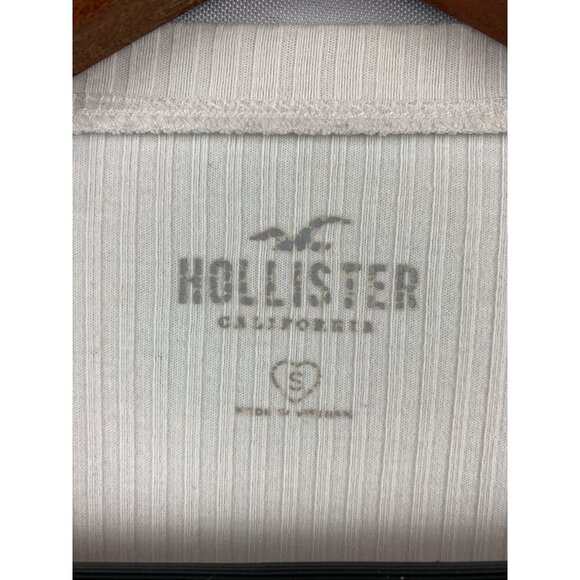 Hollister White Ribbed Button-Front Short Sleeve Top Size S - Picture 7 of 7